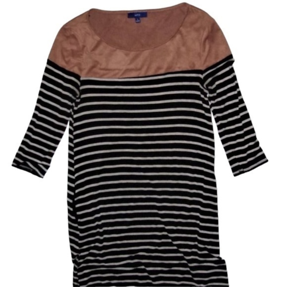 Apt 9 small womens black white tan long sleeved casual wear dress size